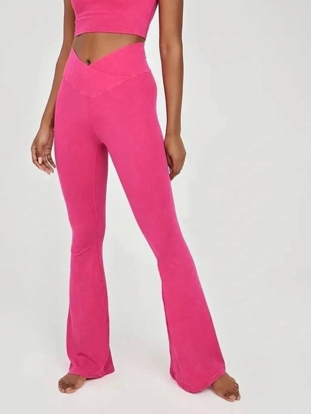 Pink aerie offline crossover flare leggings yoga pants